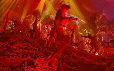 Amazing light display in the Eden Project biomes at Christmas