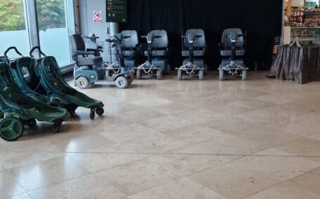 There are many mobilitity scooters available for guests to use at the Eden Project