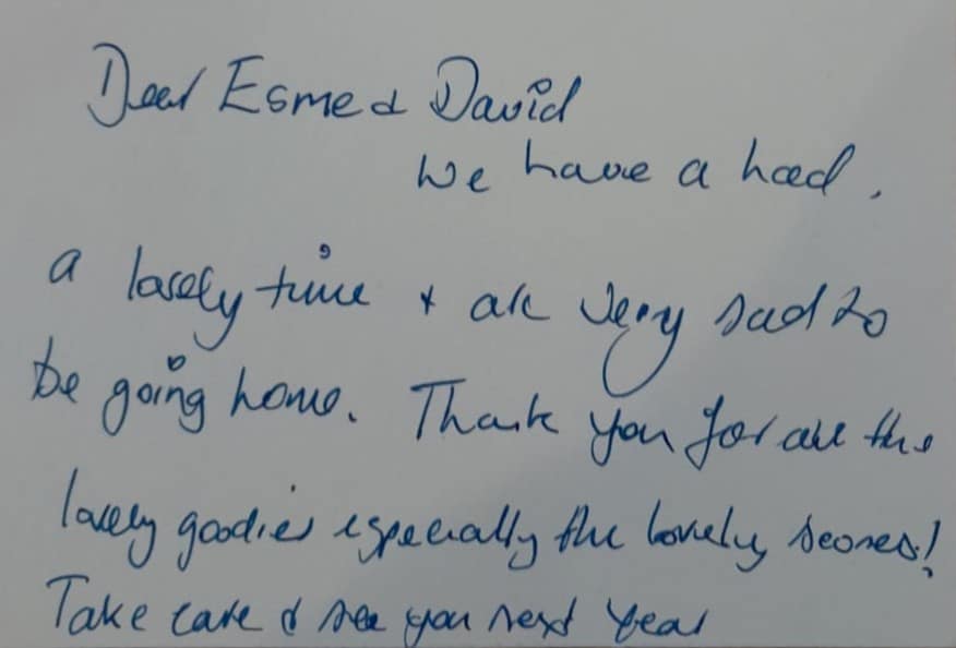 Hand written thank you card