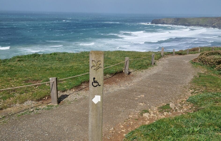 Accessible trails are clearly marked at Bedruthan Steps