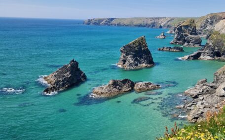 Amazing blue sea at Bedruthan Steps