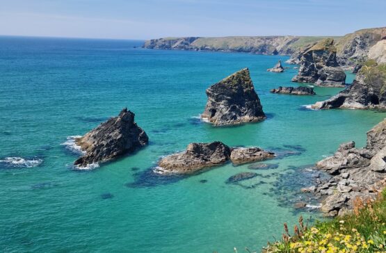 Amazing blue sea at Bedruthan Steps